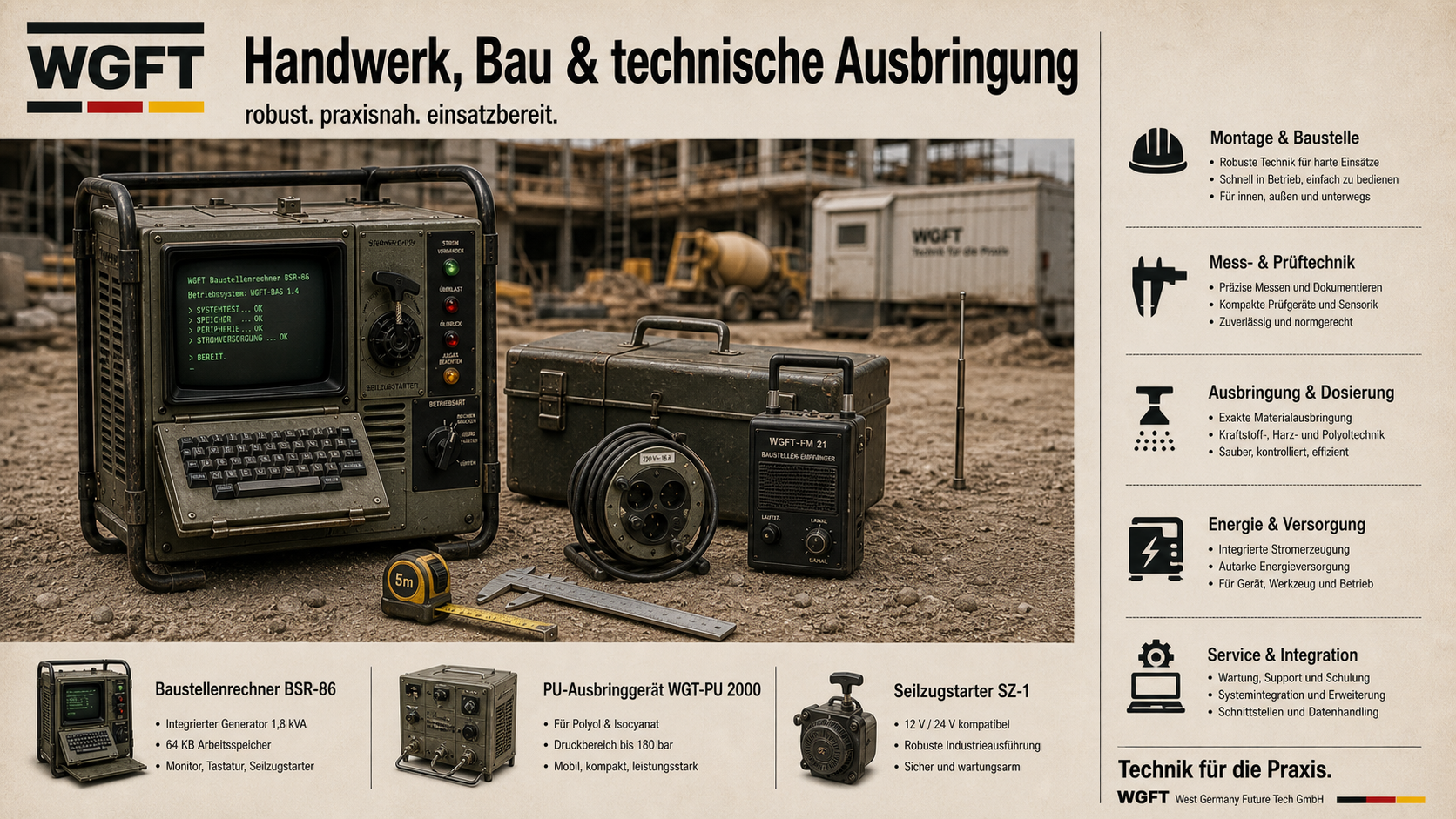 Handwerk, Bau und technische Ausbringung